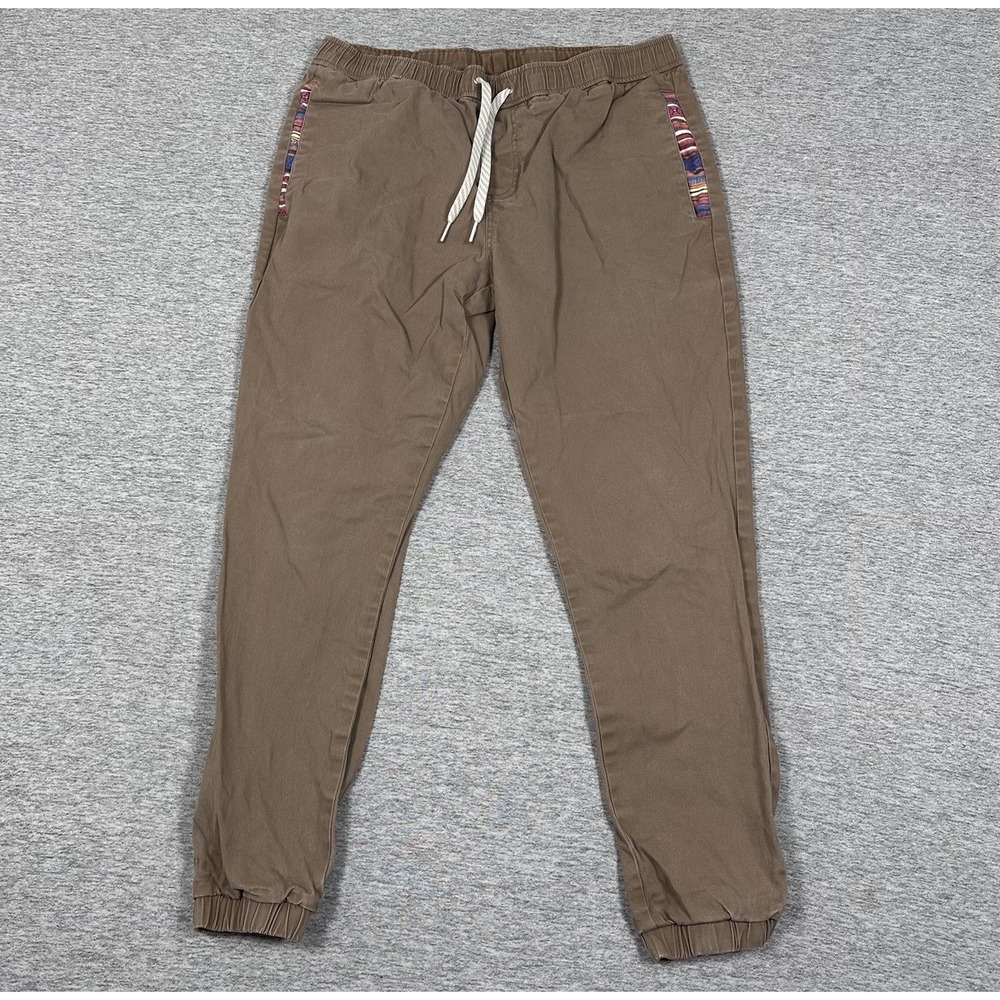 Wowie Jogger Pants Mens Size Large Brown Rambler Aztec Drawstring Stretch